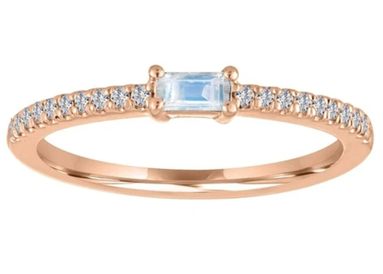 Blue Moonstone 9K Gold Ring 5×2.5MM Berat 0.20ct Untuk Pertunangan