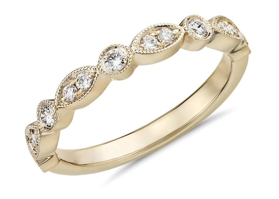 9K 0.13ct Gold Dan Diamond Stacking Rings 1.5MM witdth Round cut ODM