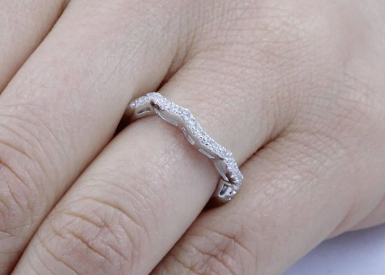 OEM ODM Natural Diamond Wedding Rings, Halo Style Promise Rings Dimensi 6.5mm
