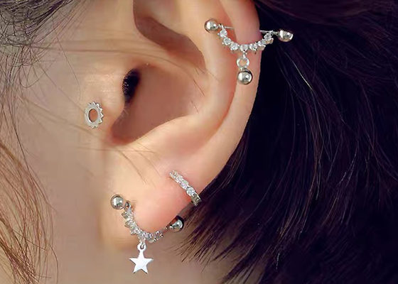 14k 0.2ct Gold Body Piercing Jewelry Earrings Hoop Shape 8mm ODM Untuk Wanita Wanita