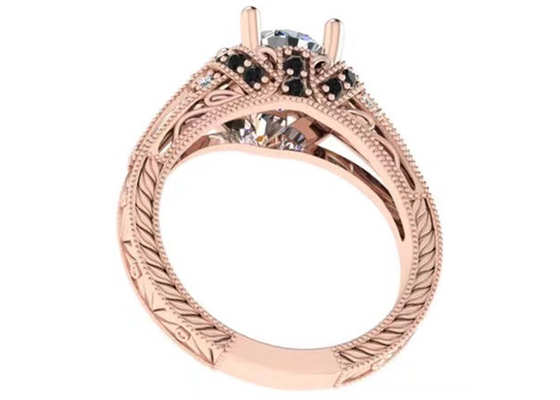 Round Brilliant Cut 18K Rose Gold Ring Illusion Setting Jenis Sertifikat GIA ODM