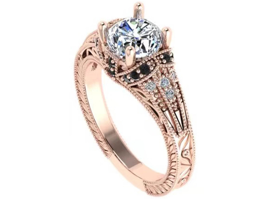 Round Brilliant Cut 18K Rose Gold Ring Illusion Setting Jenis Sertifikat GIA ODM