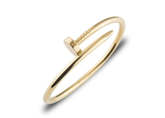Gelang Emas Kuning Lebar 3.5mm 18k, Gelang Juste Un Clou untuk Pertunangan