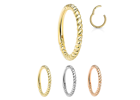 Twisted Rope 14k Gold Nose Ring 18G, Clicker Tindik Hidung untuk Hadiah
