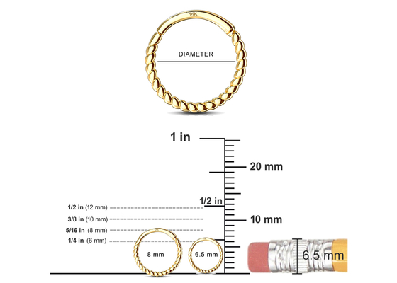 Twisted Rope 14k Gold Nose Ring 18G, Clicker Tindik Hidung untuk Hadiah