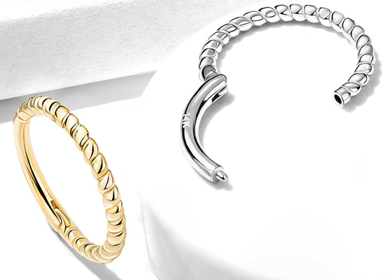 Twisted Rope 14k Gold Nose Ring 18G, Clicker Tindik Hidung untuk Hadiah