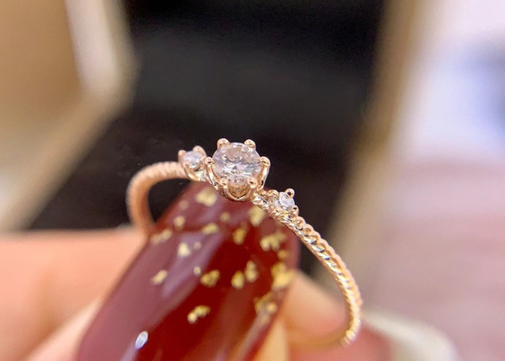 Pengaturan Cakar Cincin Berlian Emas 14k, Cincin Berlian 0,1 Ct Untuk Hadiah