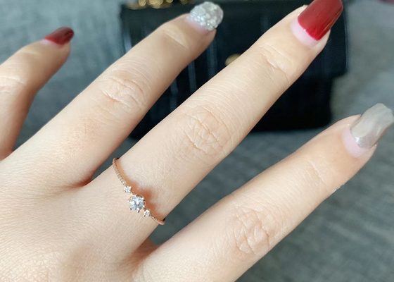 Pengaturan Cakar Cincin Berlian Emas 14k, Cincin Berlian 0,1 Ct Untuk Hadiah