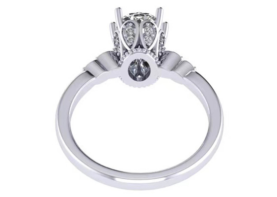 Cincin Pertunangan Emas Putih Potongan Oval 18k Dimensi 8.0 × 6.0mm ODM