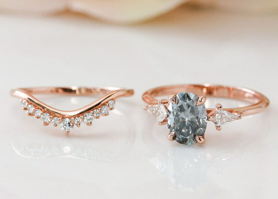 1ct Lab Grown Moissanite Ring 9K Warna abu-abu untuk pertunangan ODM