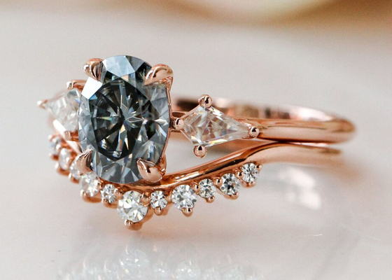 1ct Lab Grown Moissanite Ring 9K Warna abu-abu untuk pertunangan ODM