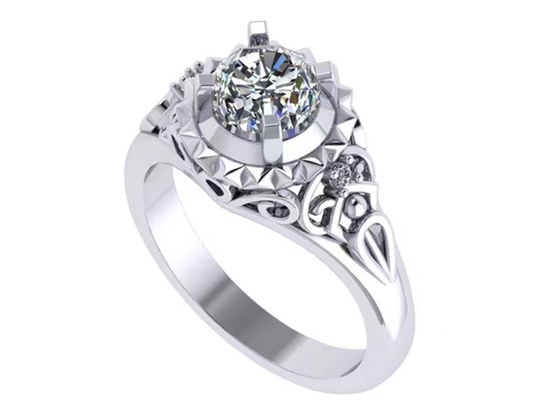White Gold Lab Made Diamond Engagement Rings Brilliant Cut 1ct RD6.5MM size