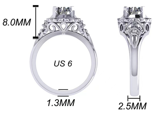 White Gold Lab Made Diamond Engagement Rings Brilliant Cut 1ct RD6.5MM size