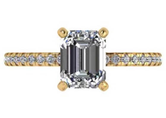 Cincin Emerald Cut 18K Rose Gold Dengan Dimensi 7.58 × 5.83mm Berlian Alami OEM