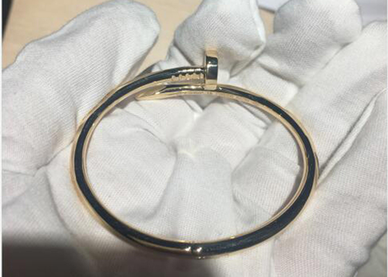 Gelang Emas Kuning Lebar 3.5mm 18k, Gelang Juste Un Clou untuk Pertunangan