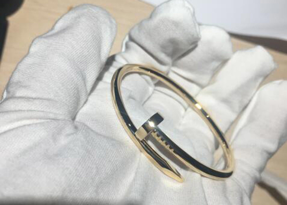 Gelang Emas Kuning Lebar 3.5mm 18k, Gelang Juste Un Clou untuk Pertunangan