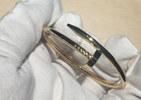 Gelang Emas Kuning Lebar 3.5mm 18k, Gelang Juste Un Clou untuk Pertunangan