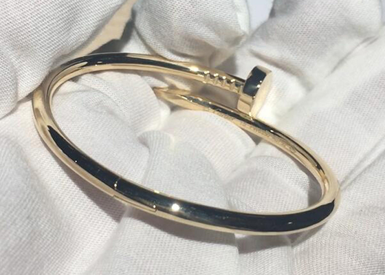 Gelang Emas Kuning Lebar 3.5mm 18k, Gelang Juste Un Clou untuk Pertunangan