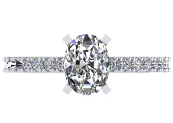 Round Cut 1.5 Carat Oval Diamond Ring 2.45g Berat OV8 × 6MM Ukuran Untuk Pertunangan