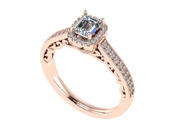 0.8ct 14K Solid Gold Jewellery, set cincin pertunangan emas mawar RA5.6×4.5MM