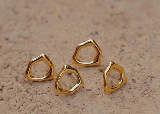 Lingkaran Tidak Beraturan Anting Emas 9k Dimensi 8mm untuk Ulang Tahun