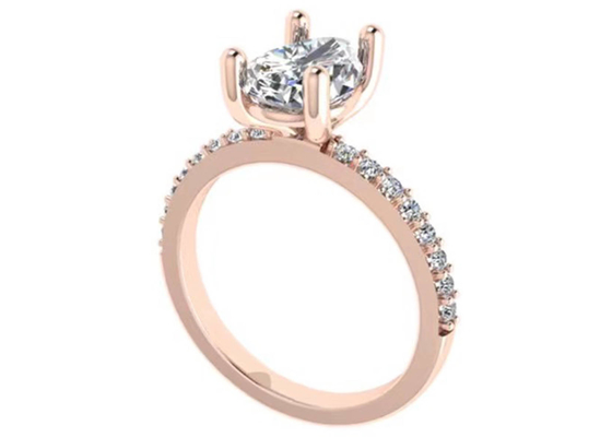 Pear Cut 18k Rose Gold Wedding Ring 10.67x7.23x4.1mm untuk Pertunangan