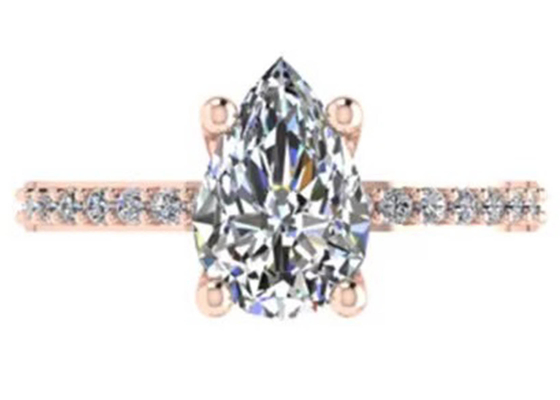 Pear Cut 18k Rose Gold Wedding Ring 10.67x7.23x4.1mm untuk Pertunangan