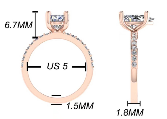 Pear Cut 18k Rose Gold Wedding Ring 10.67x7.23x4.1mm untuk Pertunangan