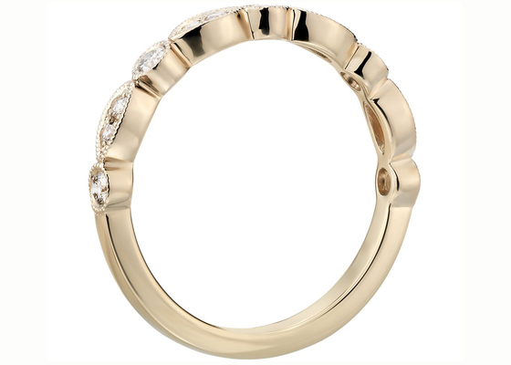 Half Eternity 14K Yellow Gold Band Ring Fancy Cut GH VS1 Pengaturan Cakar 0.28ct
