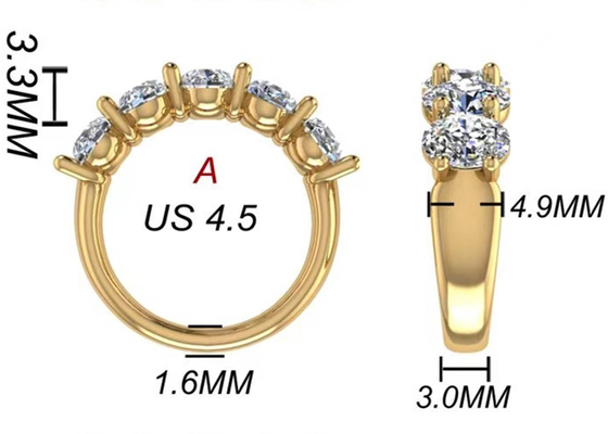 Oval Diamond 18K Rose Gold Ring 6.43x 4.7x 3.03mm Ukuran untuk Ulang Tahun