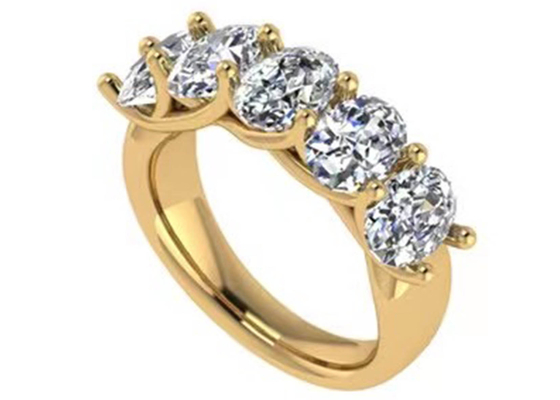 Oval Diamond 18K Rose Gold Ring 6.43x 4.7x 3.03mm Ukuran untuk Ulang Tahun