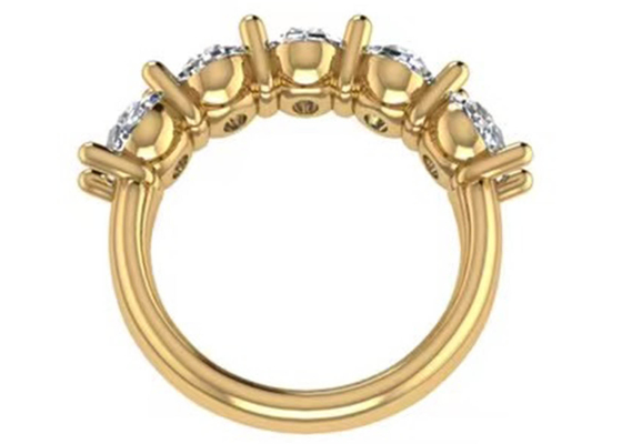 Oval Diamond 18K Rose Gold Ring 6.43x 4.7x 3.03mm Ukuran untuk Ulang Tahun