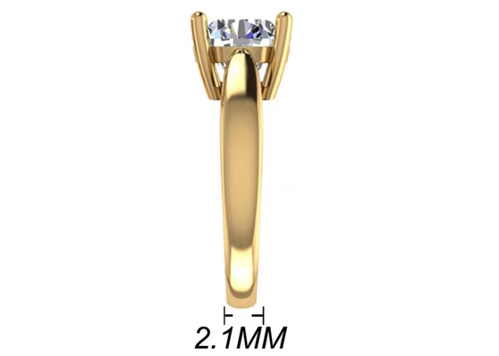 Pengaturan tangan 14K Perhiasan Emas Padat, Cincin Berlian Solitaire Alami 2.7ct Potongan Bulat