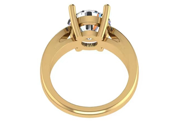 Pengaturan tangan 14K Perhiasan Emas Padat, Cincin Berlian Solitaire Alami 2.7ct Potongan Bulat