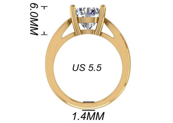 Pengaturan tangan 14K Perhiasan Emas Padat, Cincin Berlian Solitaire Alami 2.7ct Potongan Bulat