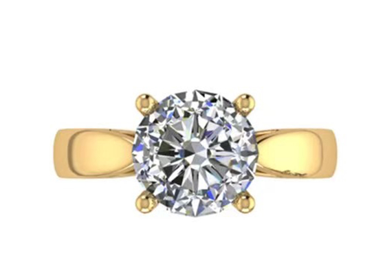Pengaturan tangan 14K Perhiasan Emas Padat, Cincin Berlian Solitaire Alami 2.7ct Potongan Bulat