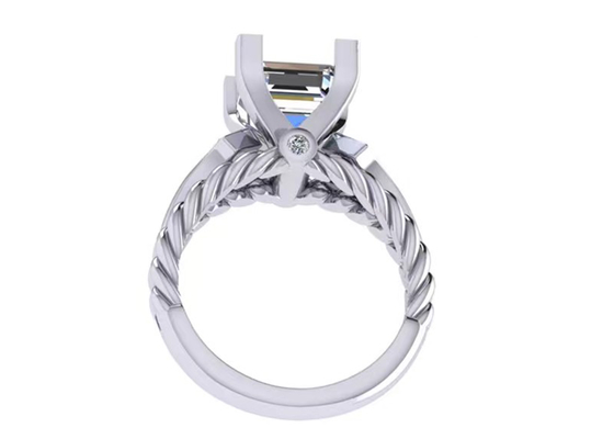 Cincin Janji Batu Permata Berlian Moissanite 14K Gold Princess Cut