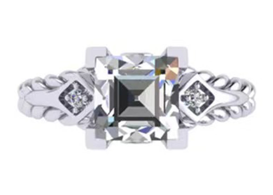Cincin Janji Batu Permata Berlian Moissanite 14K Gold Princess Cut