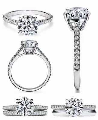 38pcs Pengaturan Cincin Pertunangan Berlian Alami Potongan Bulat 1.2ct RD7MM