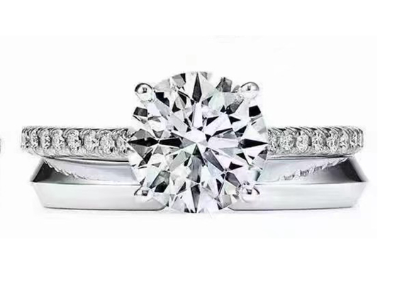 38pcs Pengaturan Cincin Pertunangan Berlian Alami Potongan Bulat 1.2ct RD7MM
