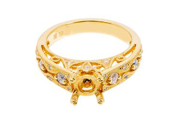 6 pcs 0.07ct Diamond Semi Mount Jewelry ring 18K Bahan Emas Kuning