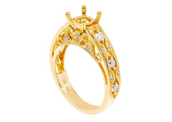 6 pcs 0.07ct Diamond Semi Mount Jewelry ring 18K Bahan Emas Kuning
