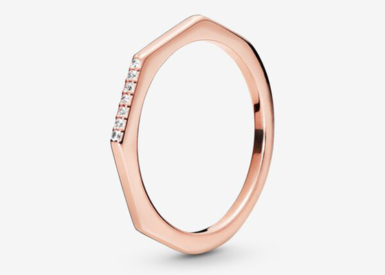 Clicker Rose Gold Multifaset, cincin pertunangan berlian asli Dimensi 1.2mm × 8mm