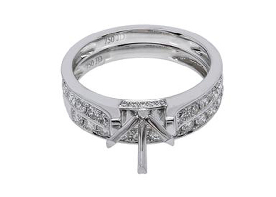 Cincin Pertunangan Bentuk Bulat Ganda, Cincin Emas Putih 0.72ct 18K OEM ODM