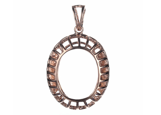 Bentuk Oval Semi Mount Jewelry Pendant 10 × 14mm 2.7g Berat Jenis Pengaturan Cabang