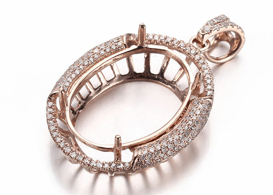 Bentuk Oval Semi Mount Jewelry Pendant 10 × 14mm 2.7g Berat Jenis Pengaturan Cabang