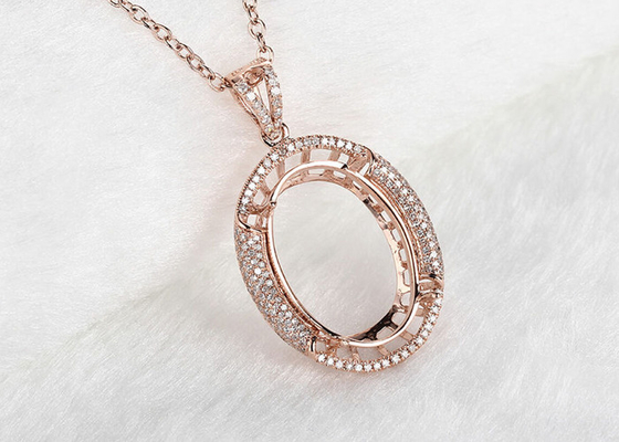 Bentuk Oval Semi Mount Jewelry Pendant 10 × 14mm 2.7g Berat Jenis Pengaturan Cabang