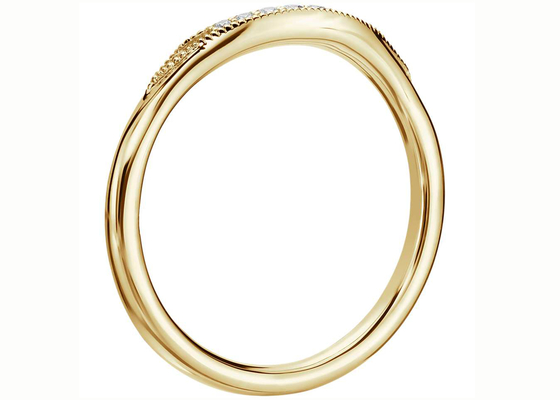 Cincin Emas Kuning 14K Kecil Mungil, Cincin Susun Berlian Ukuran 2mm 1.5mm 1.3mm