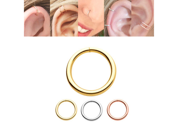 Cincin Tindik Emas 14k 1/4 inci 5/16 inci 3/18 inci Untuk Telinga Bibir Hidung