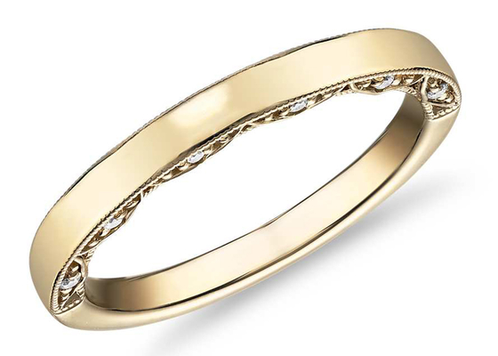 Cincin Emas 9K Klasik Dimensi 0.12ct 1.3MM Dengan Berlian Alami